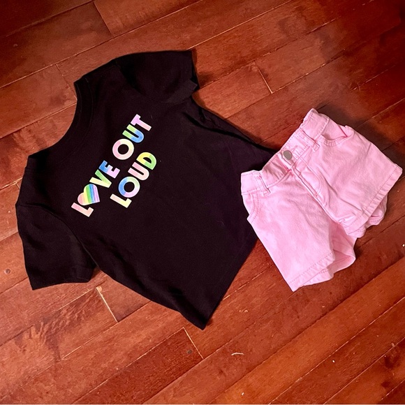 2 Pc Outfit 18-24 Mo Short Sleeve Tee And Jean Type Shorts - Picture 1 of 5